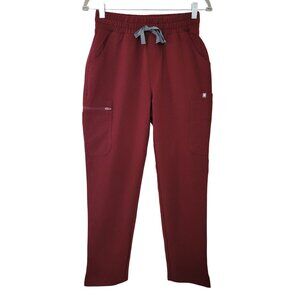 Figs Yola High-Waisted Pant Womens Size XS Petite Burgundy NWT